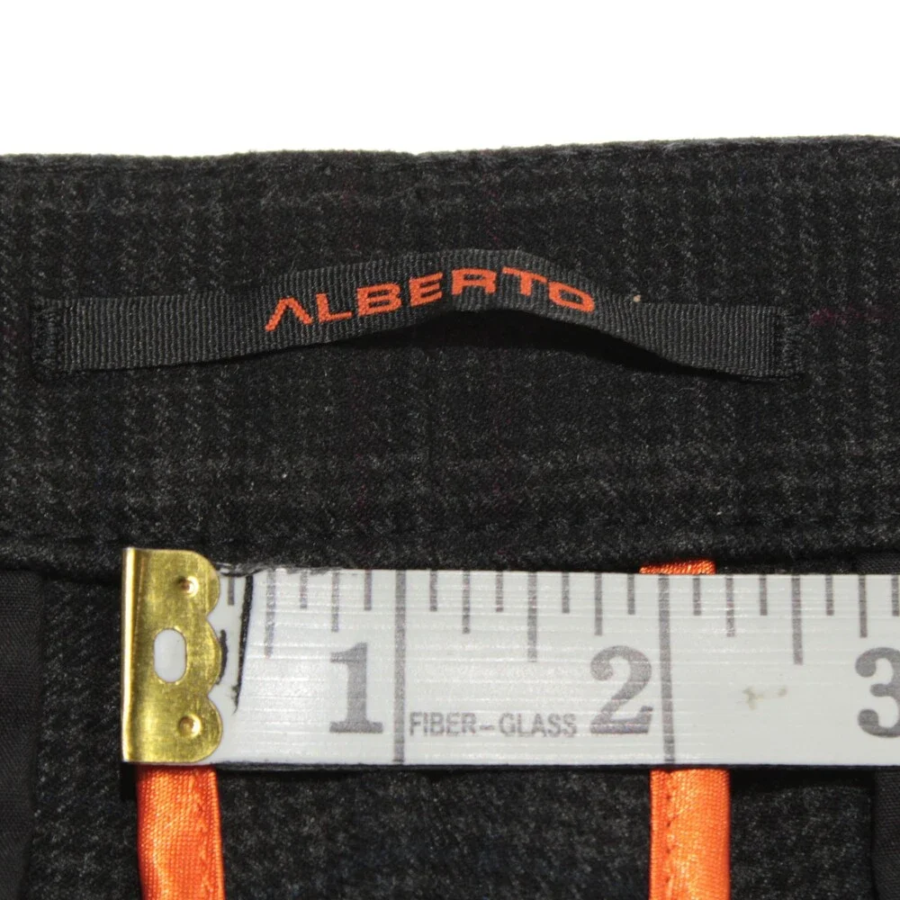 Alberto NWT Pleated Soft Check Chinos / Casual Pants Size 36 US Gray Polyester